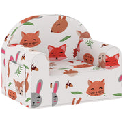 Poltrona Bambini con Stampa Volpe ¨C Xylo ¨C Tessuto Bianco con Tasca 54x40x43cm