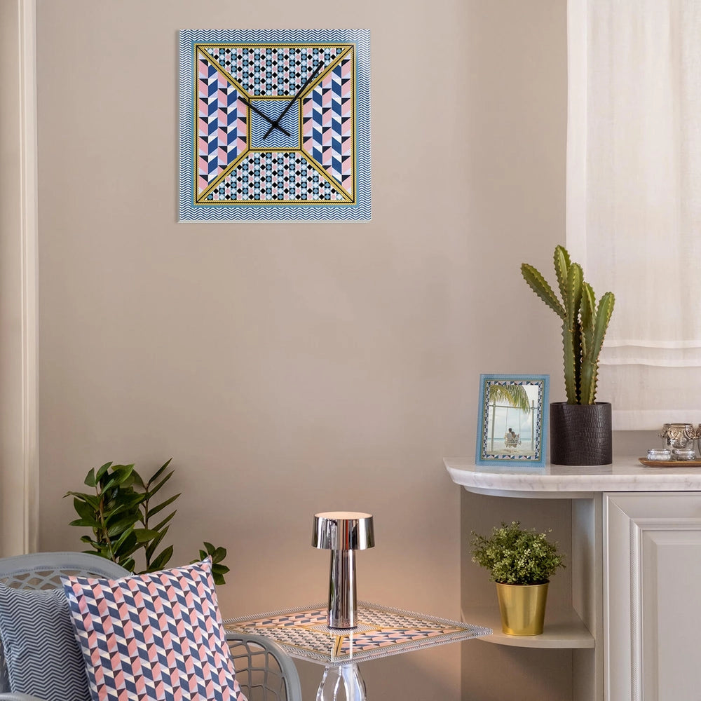 OROLOGIO GRANDE 50X50 DECOR IN CRISTALLO ACRILICO DECORATO DISEGNO MODERN