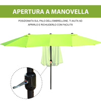 Ombrellone da Giardino Doppio 460x270x240 cm in Acciaio e Poliestere Verde
