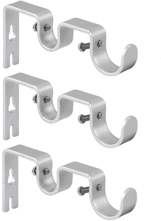 Set di sostegni per tende in acciaio inossidabile - 1 pollici/5/8 pollici - Argento - Capacità di carico fino a 9 kg - Set di 3 pezzi