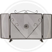 SCHERMI PARASCINTILLE IN FERRO BATTUTO CUORE FIORENTINO CM.110X60H CAMINETTO