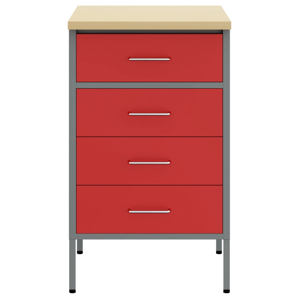 Armadio da Lavoro Rosso 50x55x85 cm Acciaio