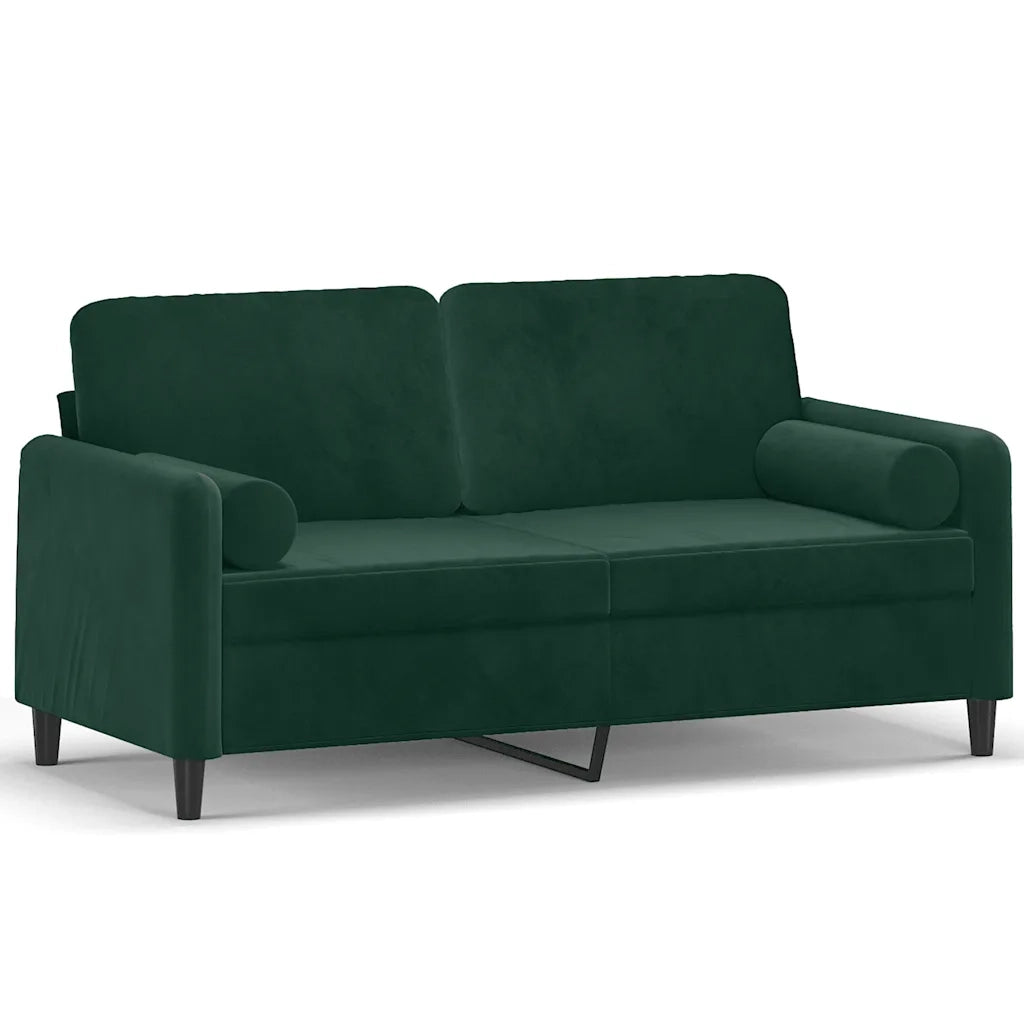 Divano | Divano da soggiorno | Sofa a 2 Posti con Cuscini Verde Scuro 140 cm in Velluto
