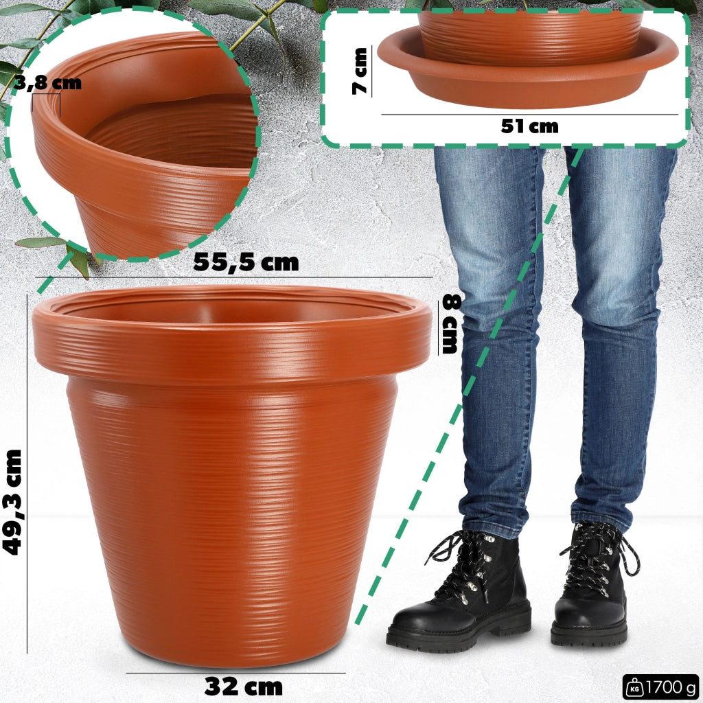 Vaso da fiori KADAX con supporto, grande, rosso mattone, 55 cm