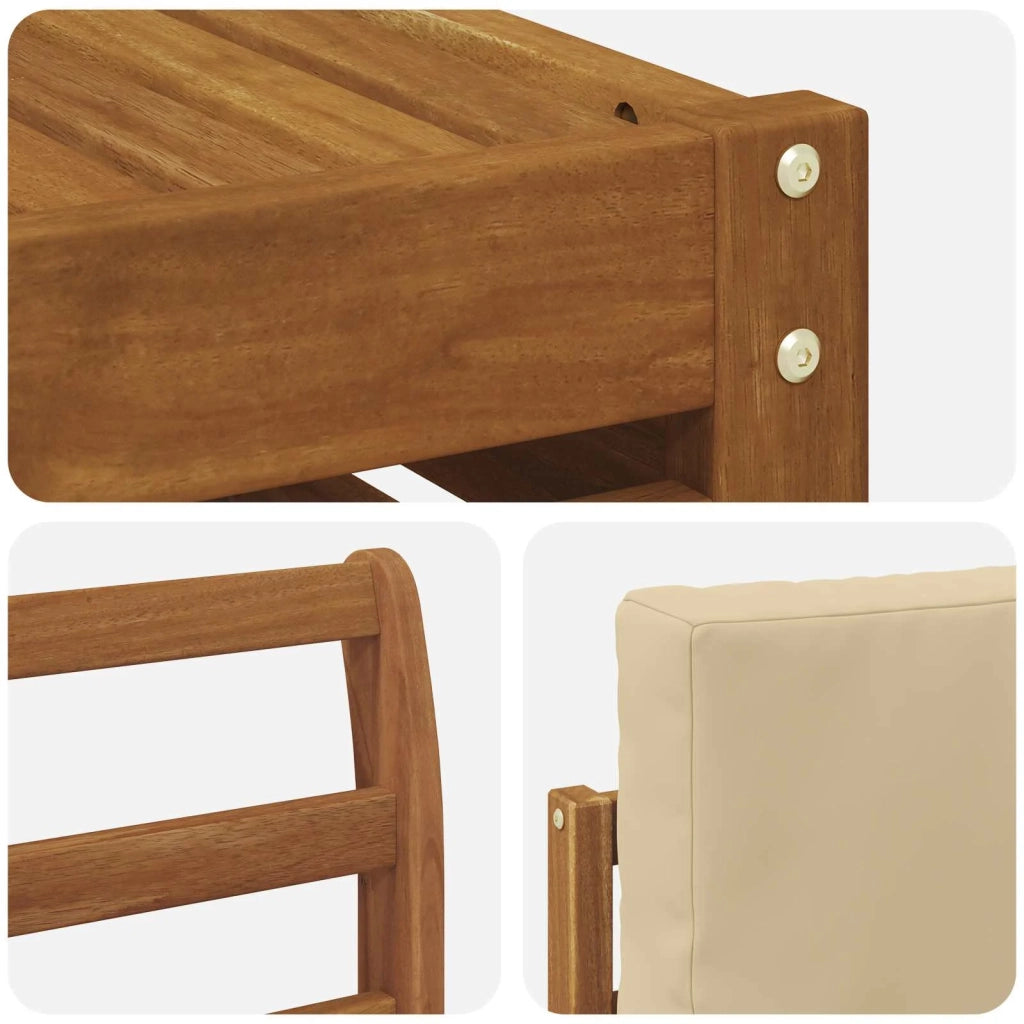 Set divani 9 pcs Naturale e Beige Legno di Acacia Massello 3374573