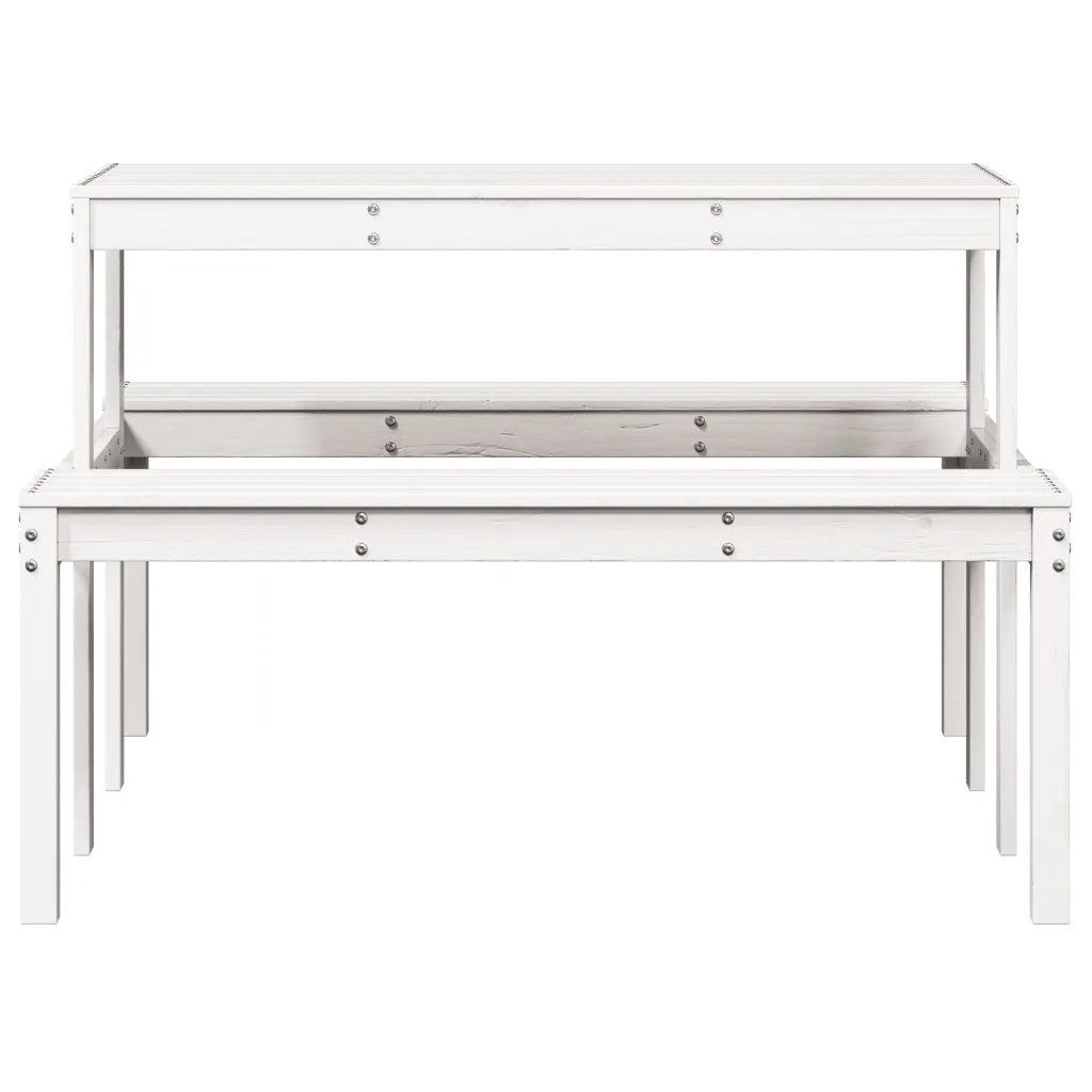 Tavolo da Picnic Bianco 110x134x75 cm in Legno Massello di Pino 832558