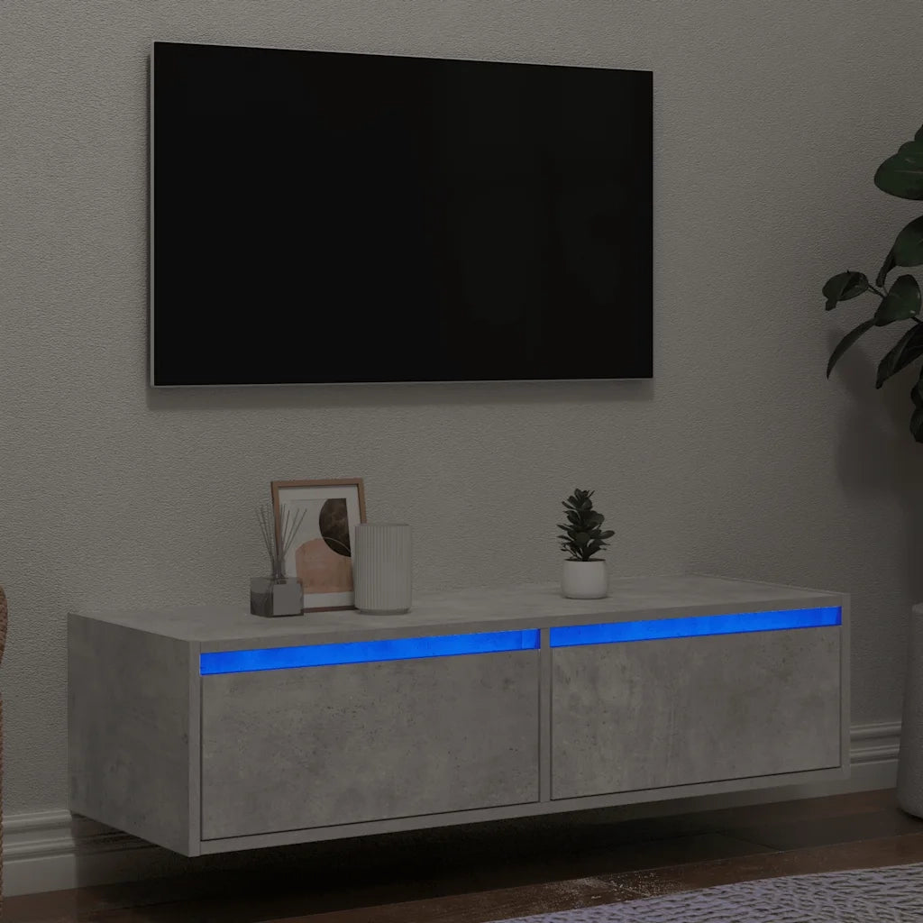 Mobile Porta TV con Luci LED Grigio Cemento 100X35,5x25 cm 860241