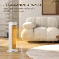 Termoventilatore Ceramico 2000W con 3 Temperature Regolabili, Timer 15H, Telecomando, Bianco