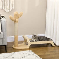 Amaca per Gatti con Tiragraffi per Gatti a forma di Cactus Design 2 in 1 per Interni, 88.5x31.5x76.5 cm