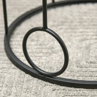 Set di 2 Tavolini da Caffè Impilabili in Metallo e Vetro Temperato Ø41x57cm e Ø36x51cm, Nero
