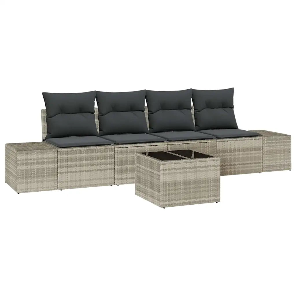 Set Divano da Giardino 5 pcs Grigio chiaro e grigio scuro