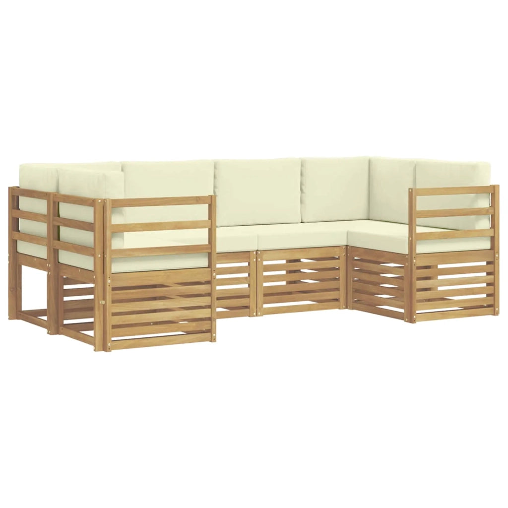 Set divano sezionale 6 pcs Bianco e Crema Poliestere