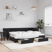 Divano Letto Estraibile con Cassetti-Sofa Letto-Daybed Nero 80x200 cm in Velluto 825195