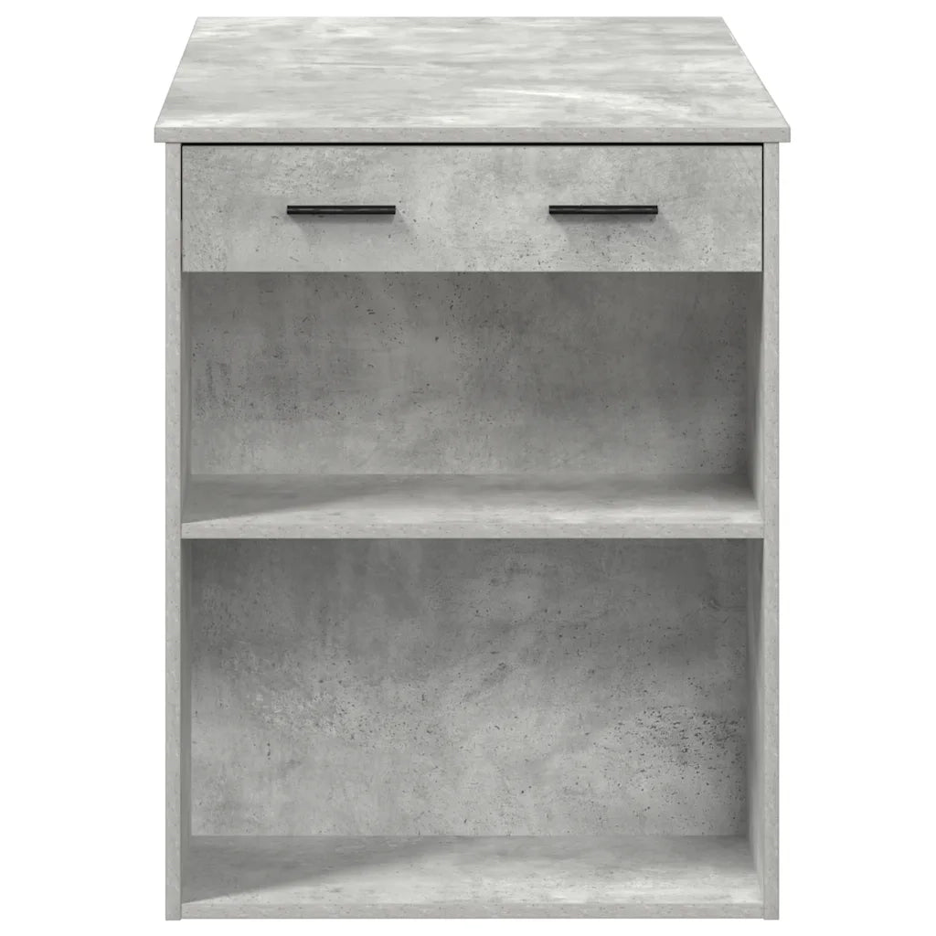 Scrivania con Cassetto Ripiano Grigio Cemento Legno Multistrato 858689