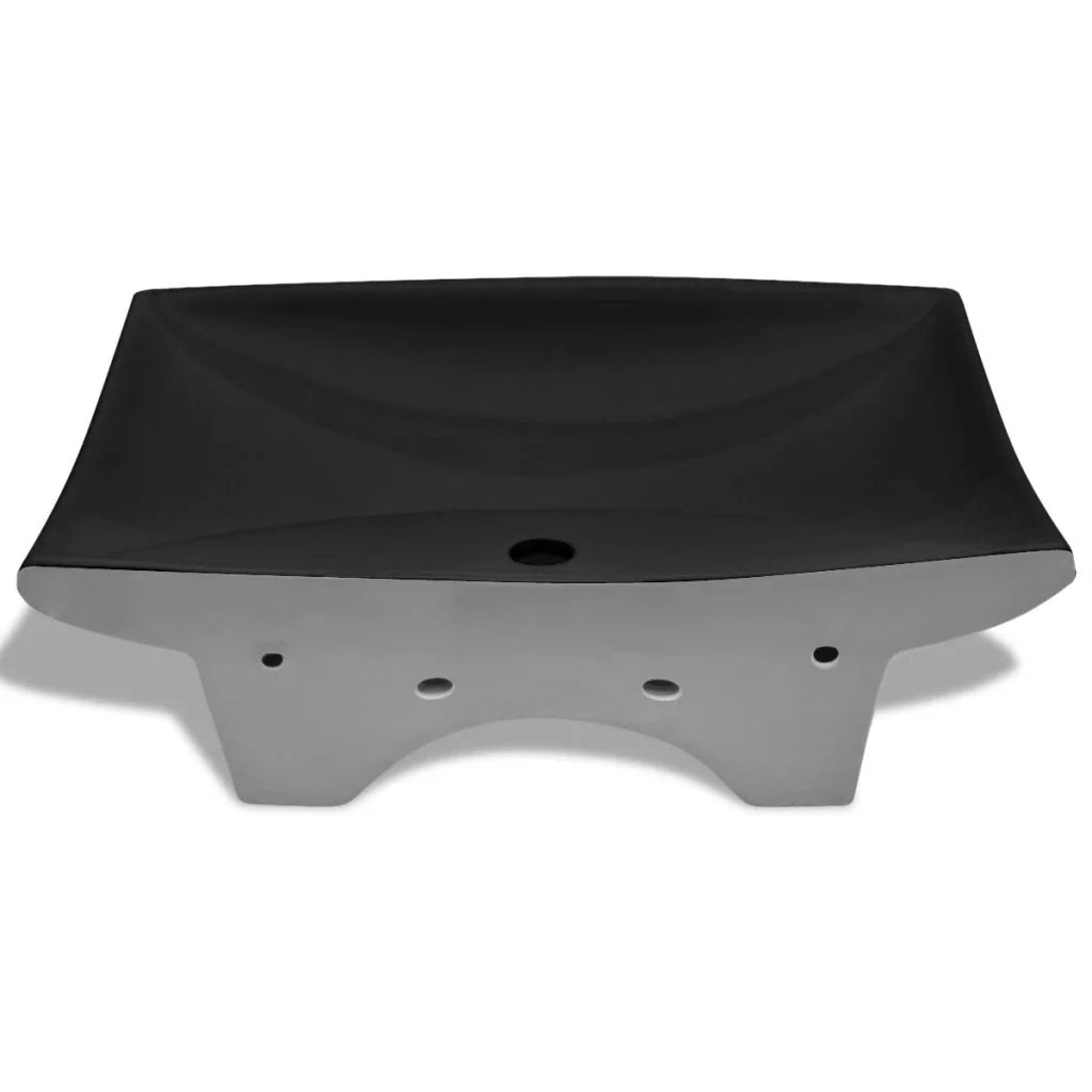 Lavabo rettangolare di lusso in ceramica nera con troppopieno e foro di scarico 60 x 44 cm ceramica nera 02_0002489