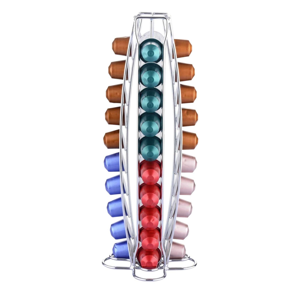 Dispenser per 40 capsule Nespresso torre in metallo Argento Cheffinger