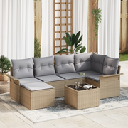 Set Divano da Giardino da 7 Pezzi con Cuscini Rattan Polyrattan Nero