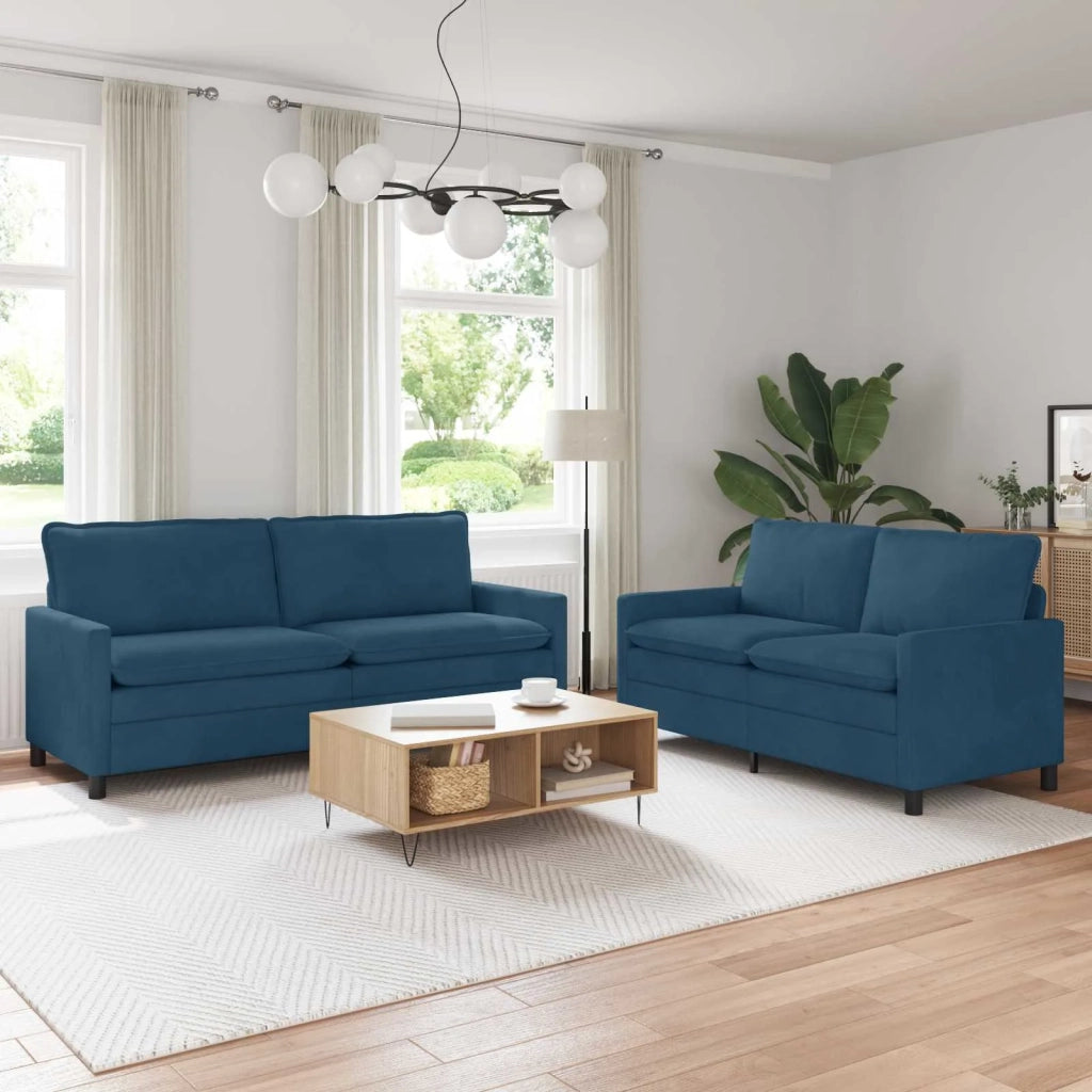 Set di divani 2 pcs Blu Velluto