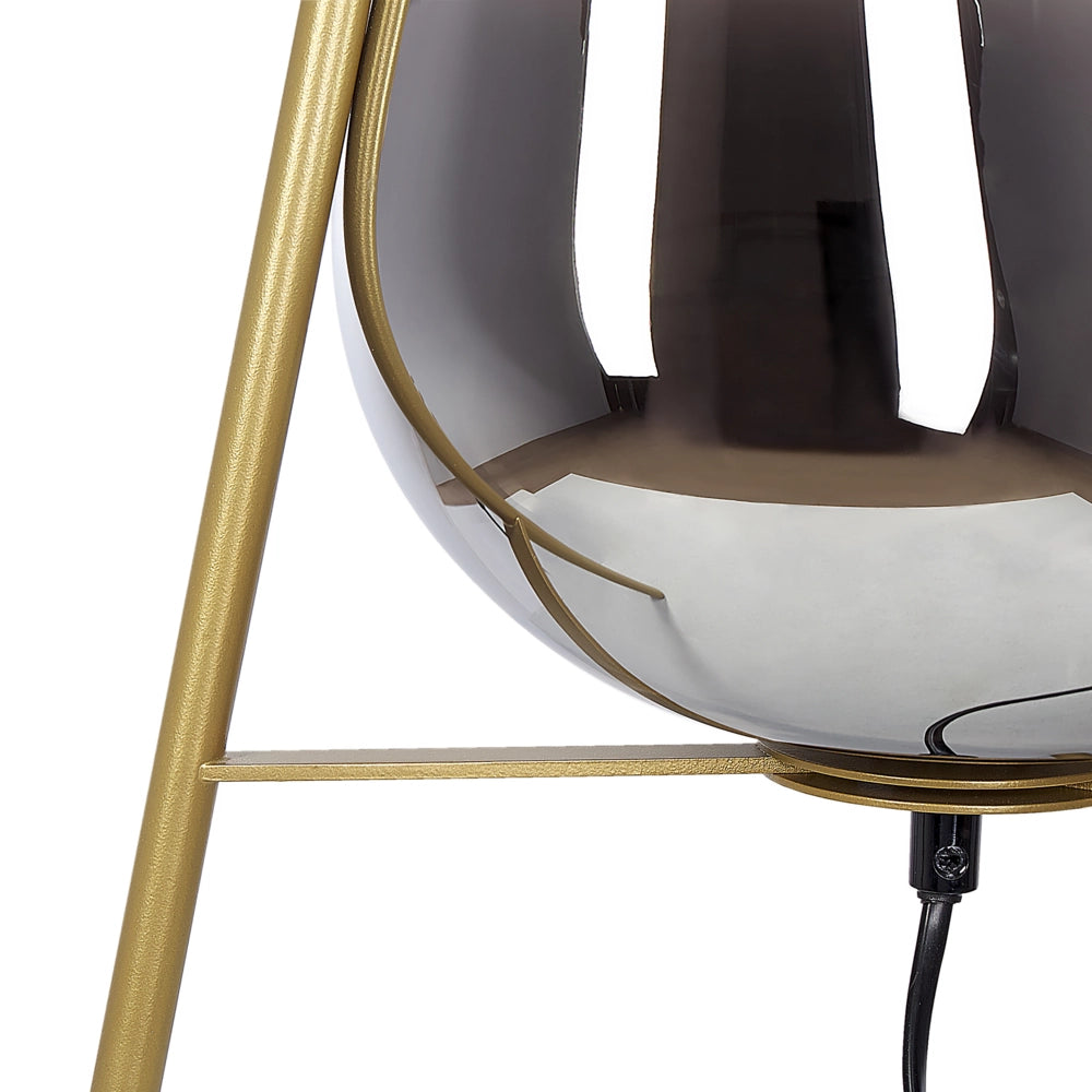 Lampada da tavolo in acciaio e vetro color oro 44 cm moderna soggiorno camera da letto