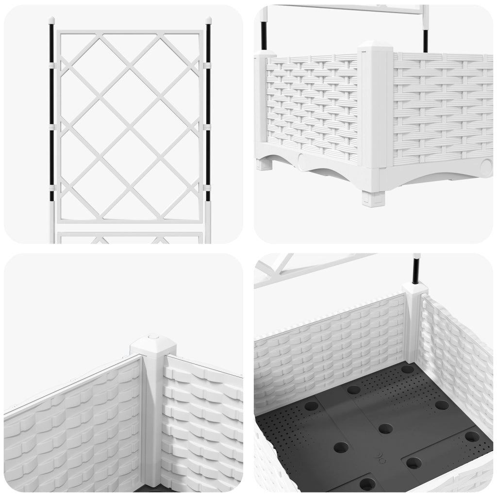 Fioriera da Giardino con Trellis Bianco 40x40x125.5 cm