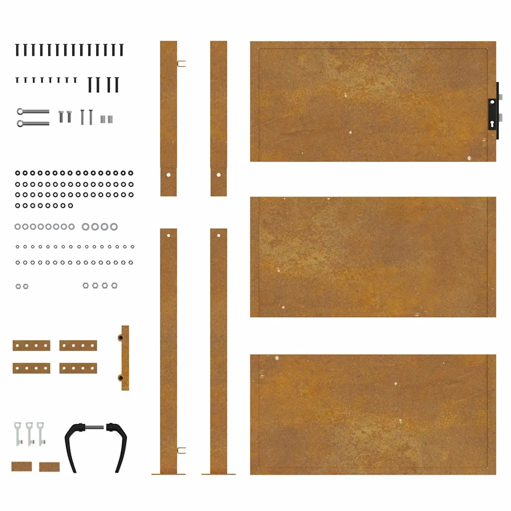 Cancello da giardino 100x125 cm in acciaio Corten 153204