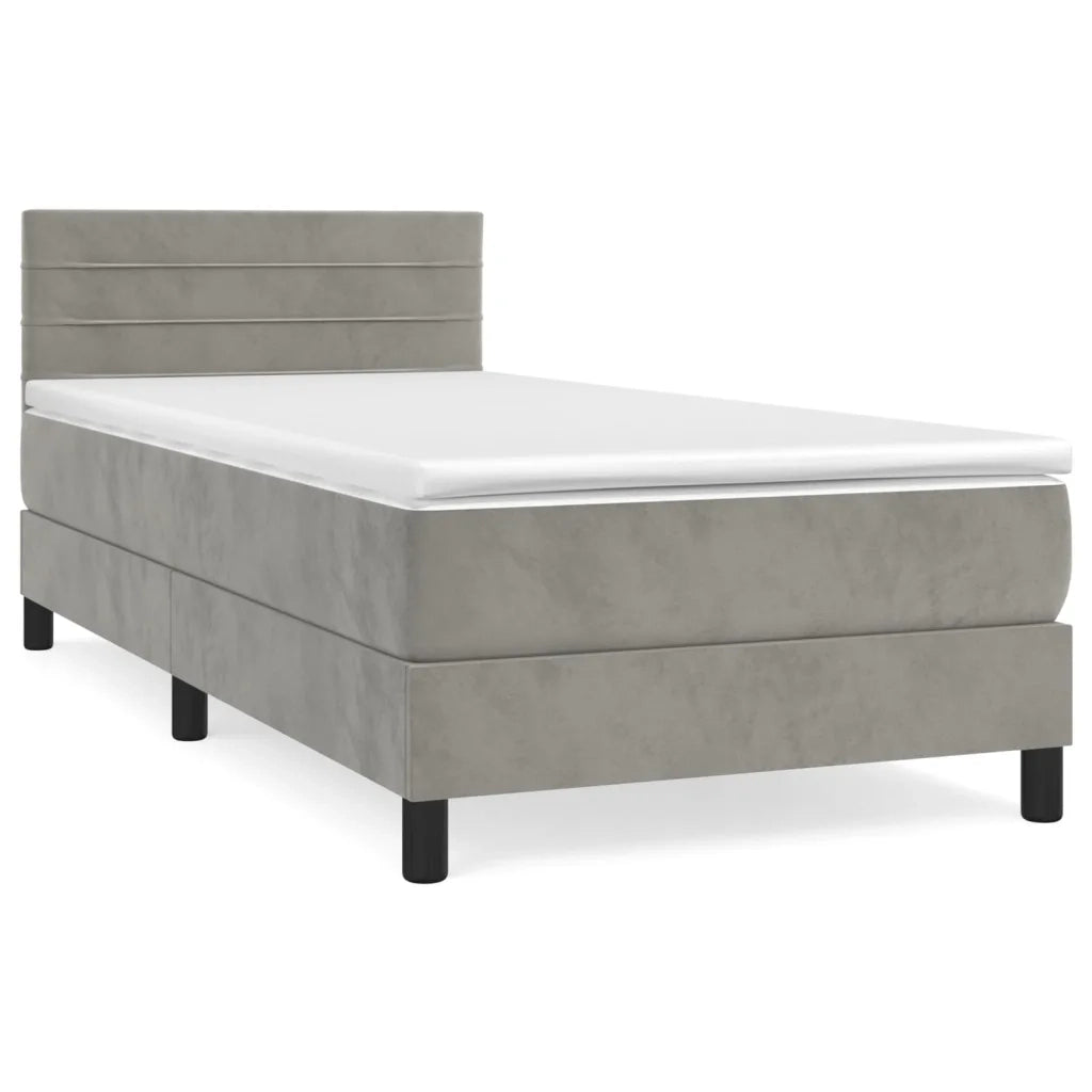 Giroletto a Molle con Materasso Grigio Chiaro 90x190 cm Vellutocod mxl 123611