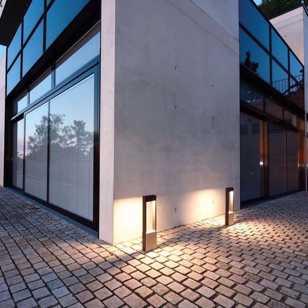CHERTAN Lampione 60cm LED 12W alluminio cemento pietra IP54 luce esterni giardino viale 230V MISURA 60CM