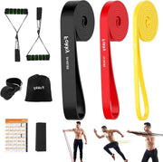 Set di cinture di resistenza con 3 livelli di resistenza - maniglia di porta - maniglie - custodia - borsa - istruzioni di allenamento - cinture di resistenza per fitness domestico