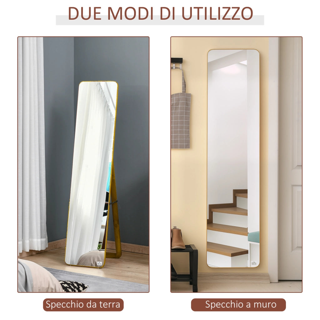 Specchio da Terra e Parete con Struttura in Legno ¨C zephmum ¨C Noce Chiaro 37x43x156cm