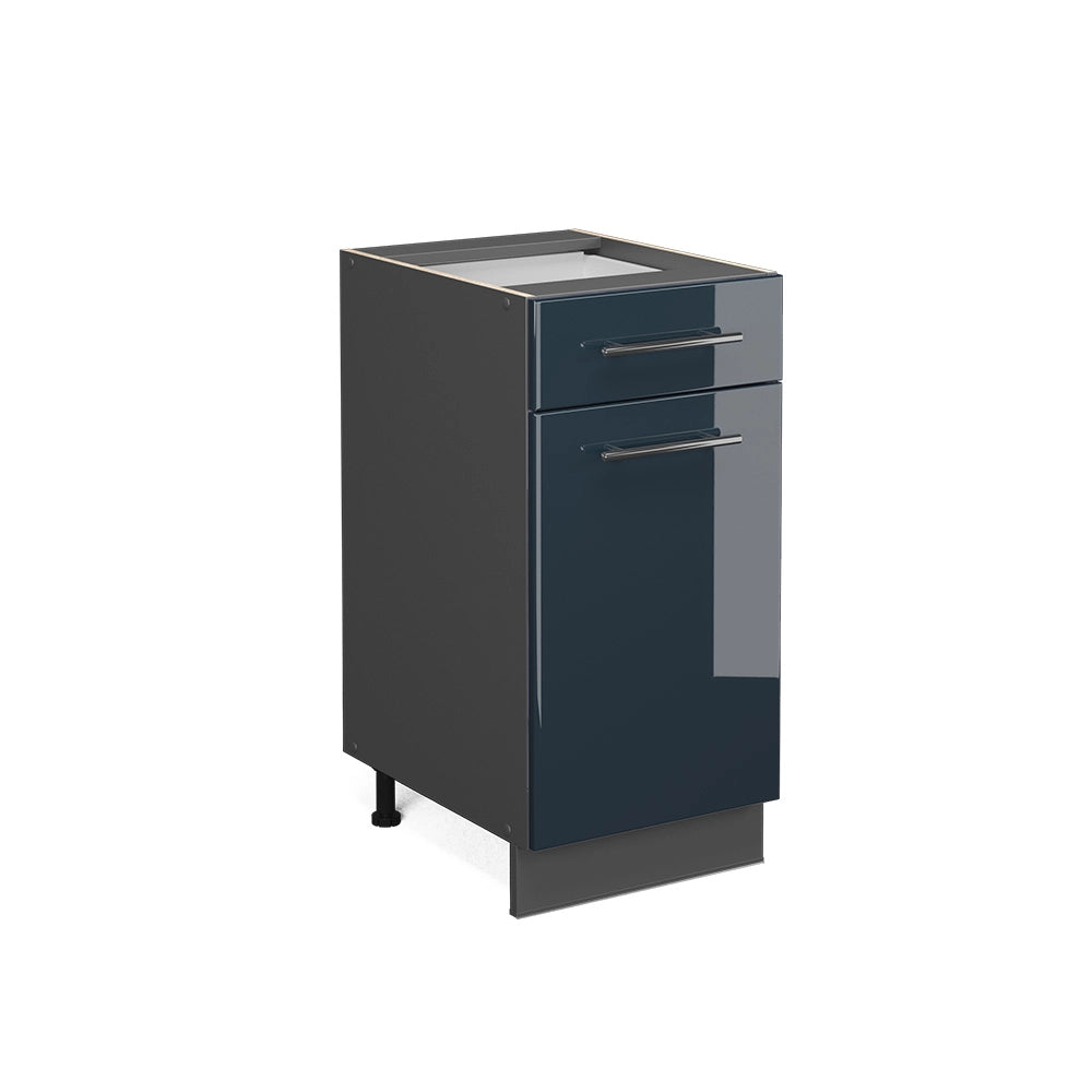 Mobiletto base per cucina Fame-Line Blu scuro lucido/Antracite 40 cm senza piano di lavoro Vicco