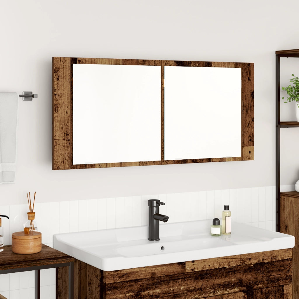 Mobile per Specchi LED Legno Vecchio 100x12x45 cm Legno Ingegnerizzato