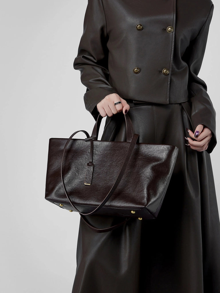 Borsa a tracolla da donna in vera pelle marrone