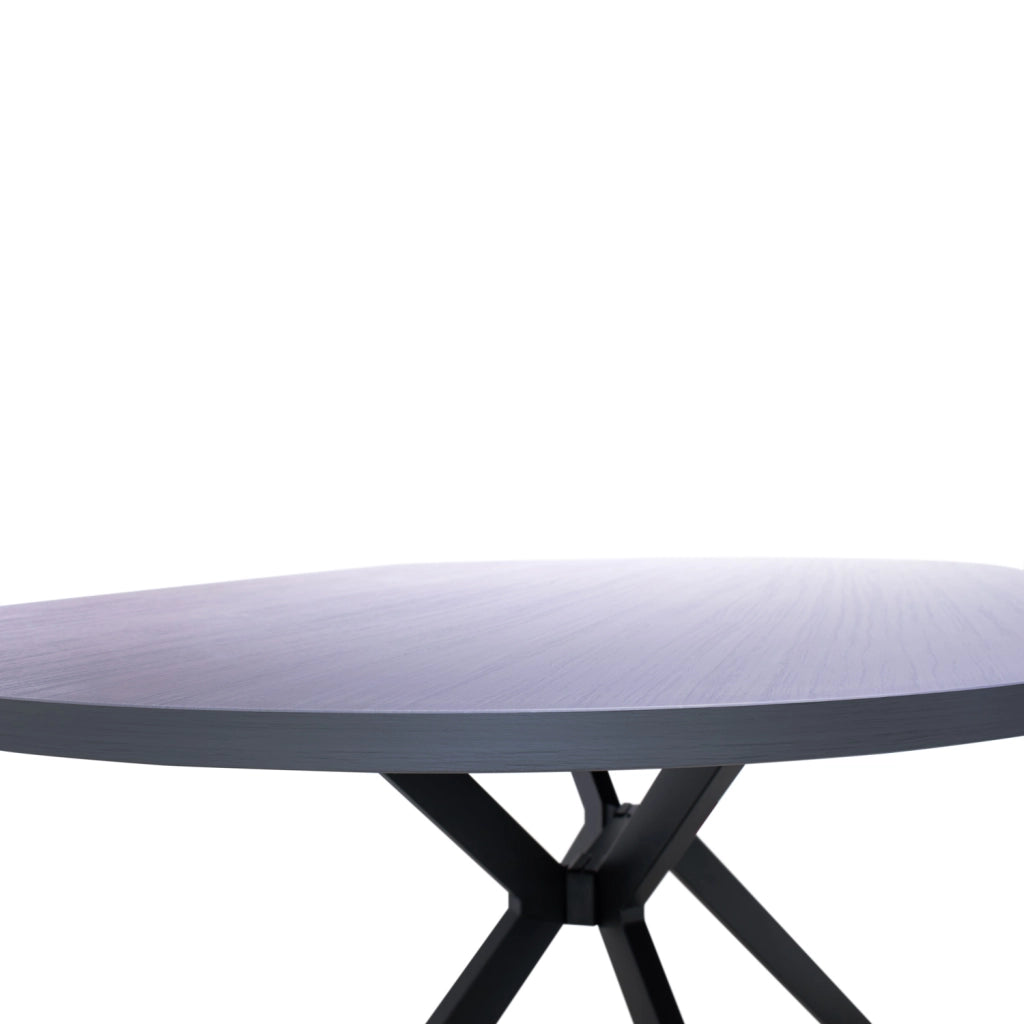 Marui - Tavolo da pranzo ovale in legno e metallo con piede centrale Ashi 180x100 cm - grigio effetto legno