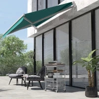 Tenda da Sole per Esterno Avvolgibile a Manovella in Metallo e Alluminio, 4x2.5m, Verde Scuro