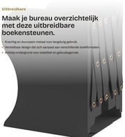 Supporto per libri regolabile - Supporto per libri in metallo - Organizzatore per ufficio con antiscivolo - Supporto per libri da tavolo - Dimensioni 19,5 x 14,6 cm