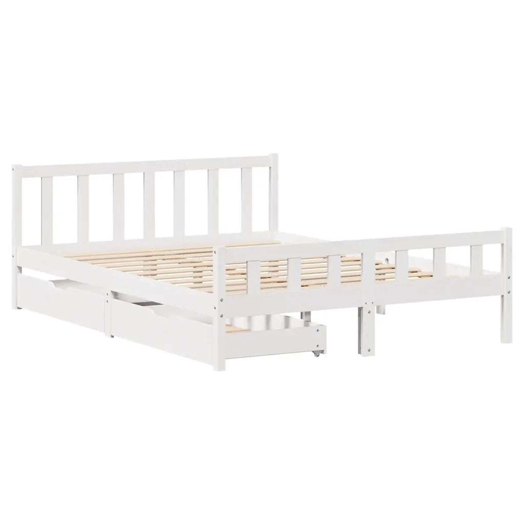 Letto senza Materasso Bianco 150x200 cm Legno Massello di Pino 3301582