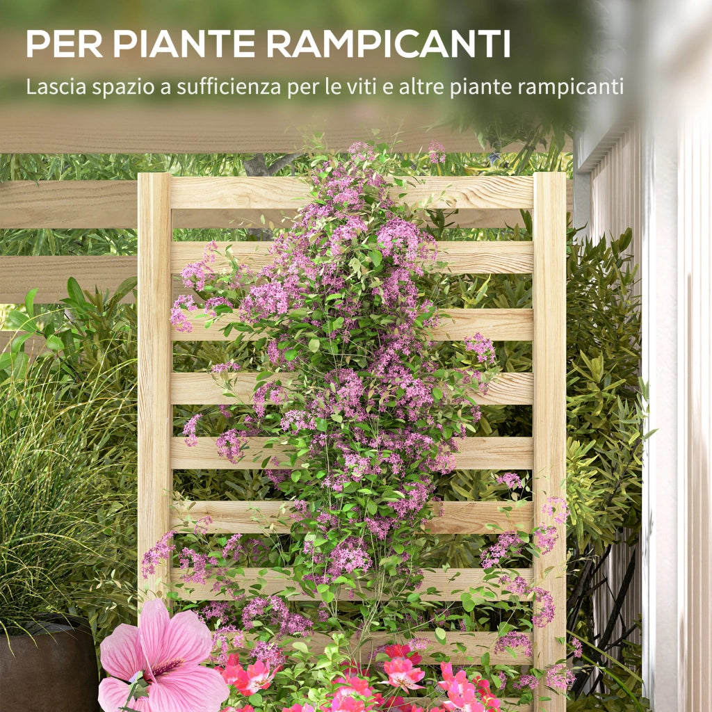 Fioriera con Traliccio per Rampicanti ¨C Minimal ¨C Legno di Abete 115x60x110 cm color Legno