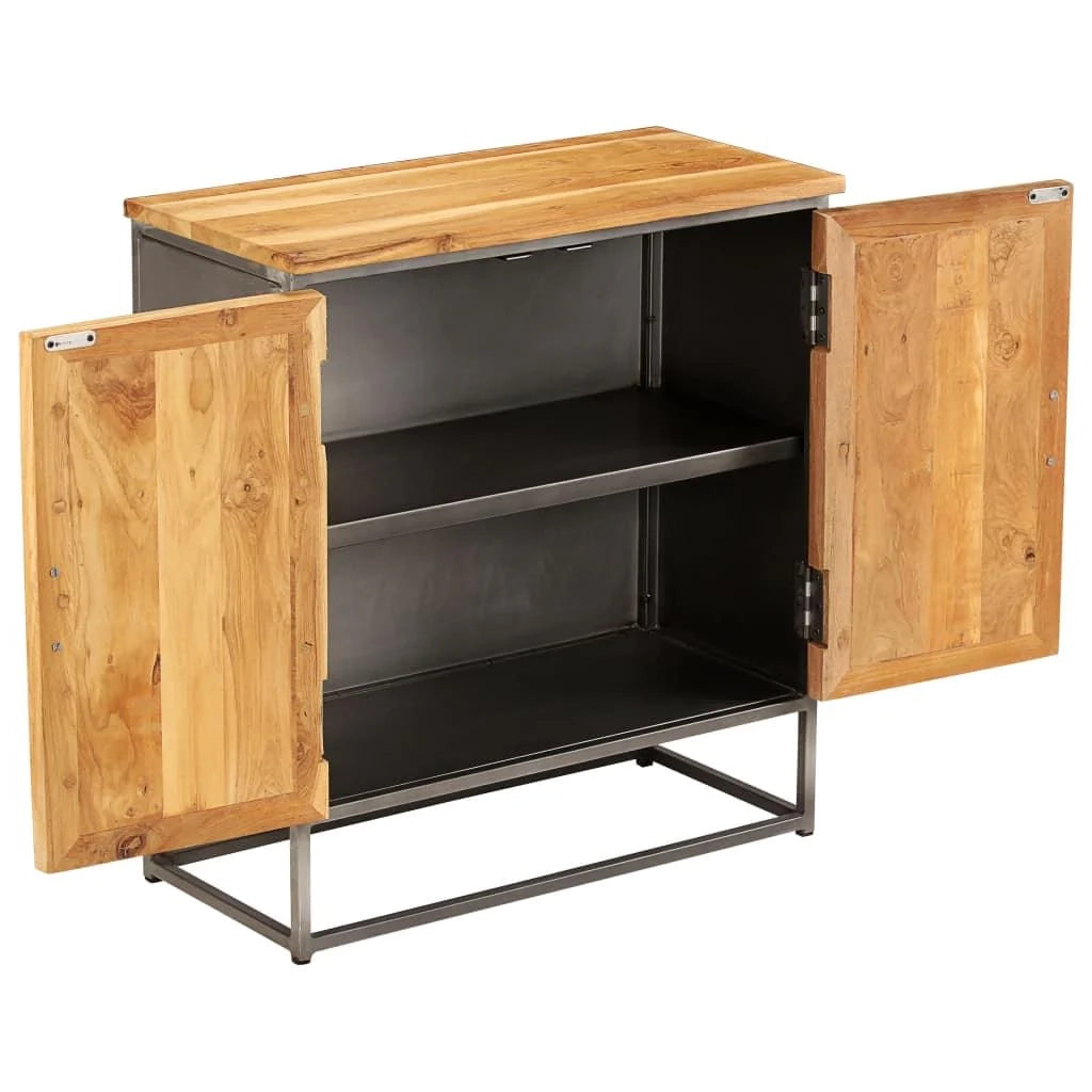 Credenza buffet consolle mobile contenitore in teak riciclato e acciaio 70 cm marrone 4402120