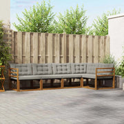 Set di divani da esterno 5 pcs Grigio Naturale e Chiaro
