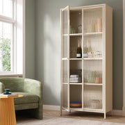Armadio a Vetrata Säkylä con 4 Scomparti 180 x 80 x 35 cm in Acciaio - Color Cammello [en.casa]