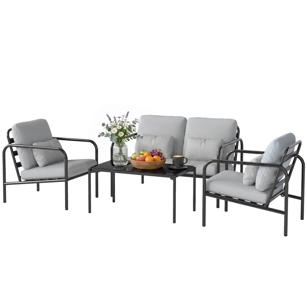 Set Salotto da Giardino ¨C zephmum ¨C Grigio Chiaro Acciaio