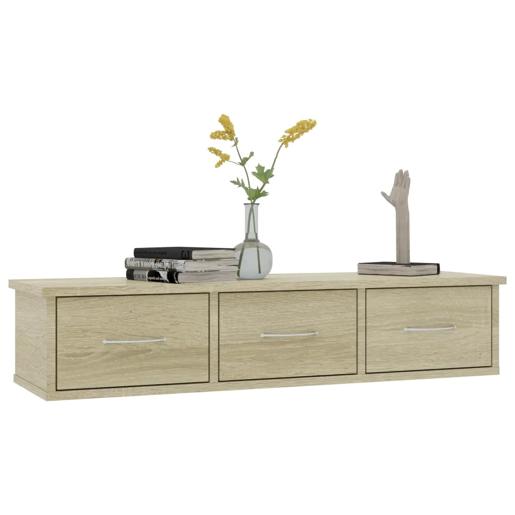 Scaffale Cassetti Parete Rovere Sonoma 88x26x18,5cm Multistrato 800597