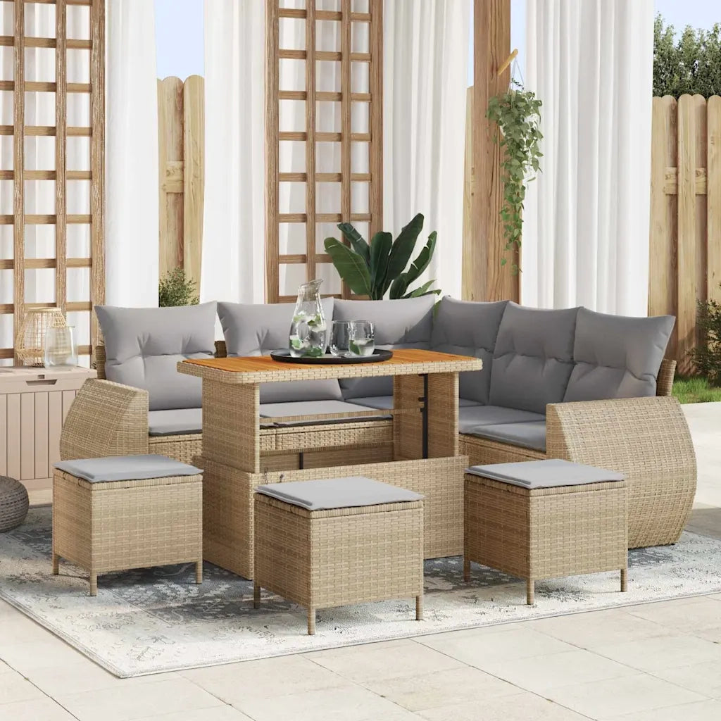 Set Divano da Giardino 9 pcs Beige e Grigio Chiaro polyrattan 3363832