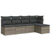 Set Divano da Giardino 5 pz | Set Salotto da Giardino con Cuscini Grigio in Polyrattan