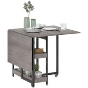 Tavolo Pieghevole da Pranzo a 2 Ribalte 133,4x80x75 cm in Legno e Metallo Grigio