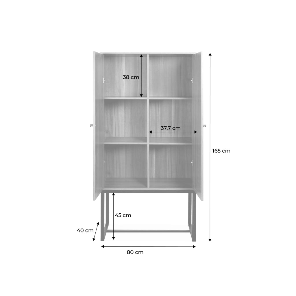 Credenza a 2 ante in canna e legno, 165cm, marrone naturale