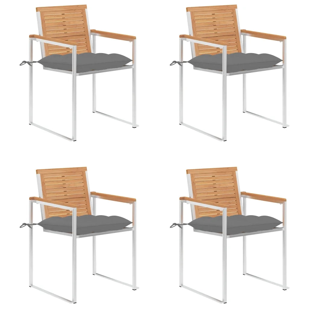 Sedie da Giardino con Cuscini 4 pz in Legno Massello di Teak cod mxl 12822
