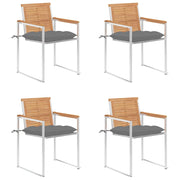 Sedie da Giardino con Cuscini 4 pz in Legno Massello di Teak cod mxl 12822