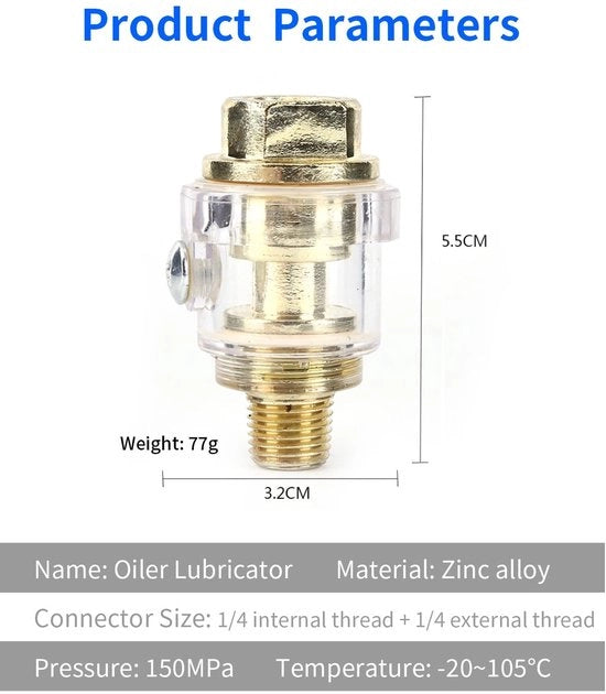 Smering Oliosa Automatizzata - 1/4 Pollici BSP Connettore - Attrezzo Pneumatico - Attrezzo per Zinkle - Zinklegering - Prevenzione del Rifornimento - Apparecchio di Smering
