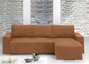 Copridivano Con Penisola Chaise Longue Tinta Unita Arancio Mod Capri - Destra - Arancio